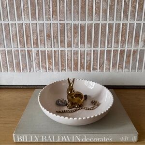 NWT Threshold Easter Bunny Rabbit Candy Dish Bowl Gold Golden White 2017